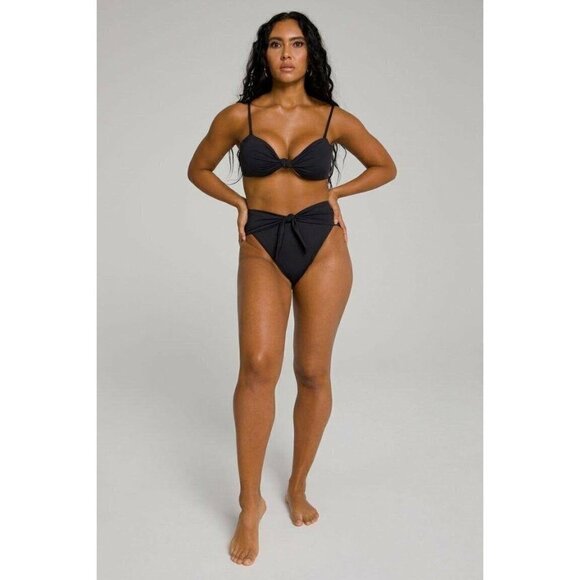 Good American Waist Cincher Bikini Bottom in Black 0 XSmall New swimsuit - Picture 9 of 12